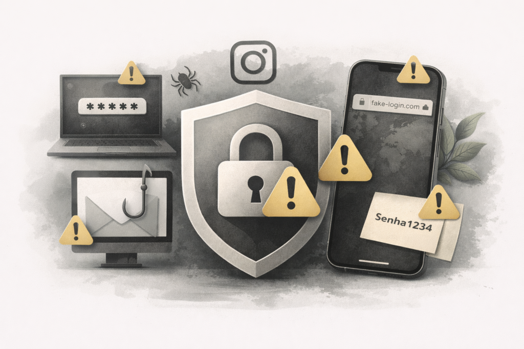 Tentativa de invasão em conta do Instagram com alerta de segurança
